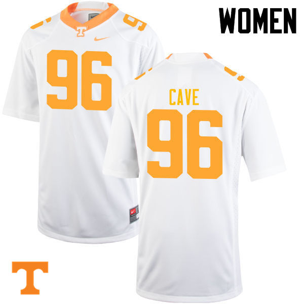 Women #96 Joey Cave Tennessee Volunteers College Football Jerseys-White - Click Image to Close